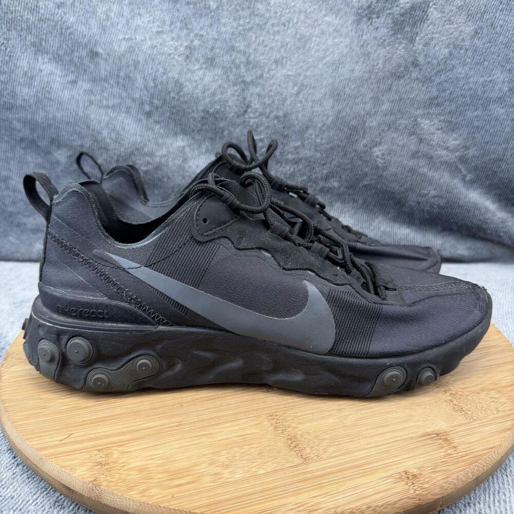 Nike React Element 55 Shoes Mens Size 10 Black Running Athletic Sneakers